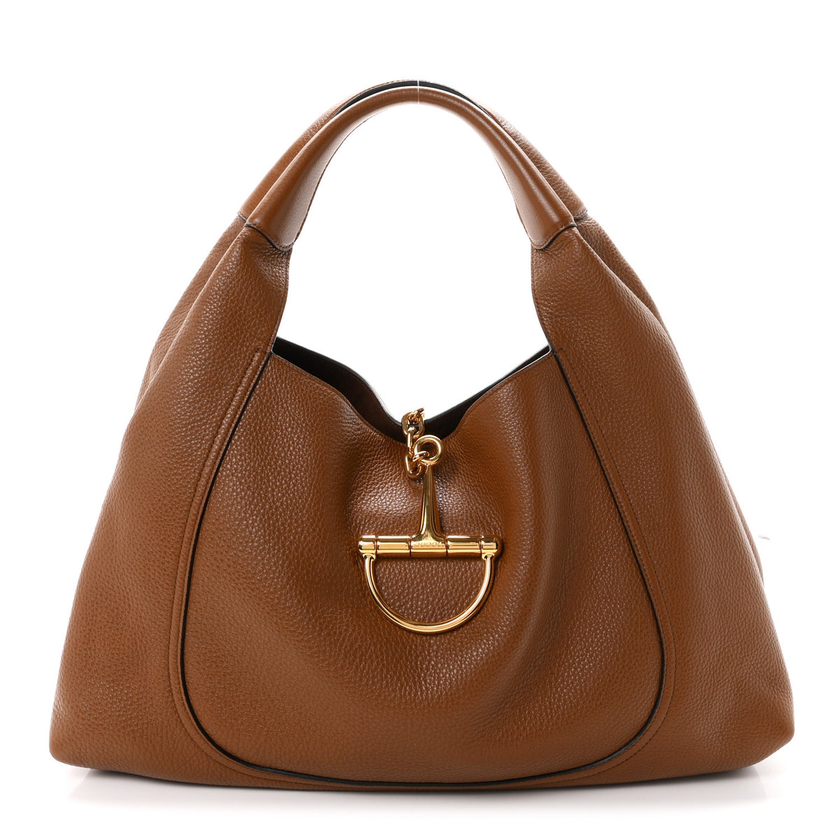 Grained Calfskin Softbit Maxi Shoulder Bag Brown