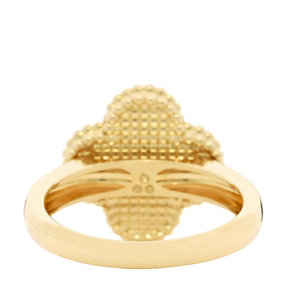 Van Cleef & Arpels 18K Yellow Gold Diamond Mother of Pearl Vintage Alhambra Ring 54 6.75 3 of 5