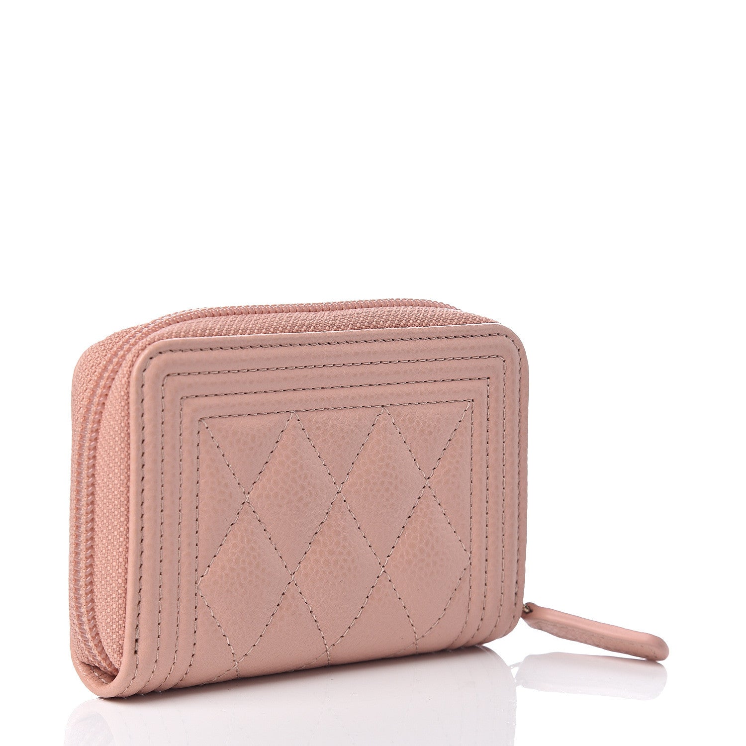 Chanel Caviar Quilted Boy Zip Around Coin Purse Wallet Light Pink 2 of 6
