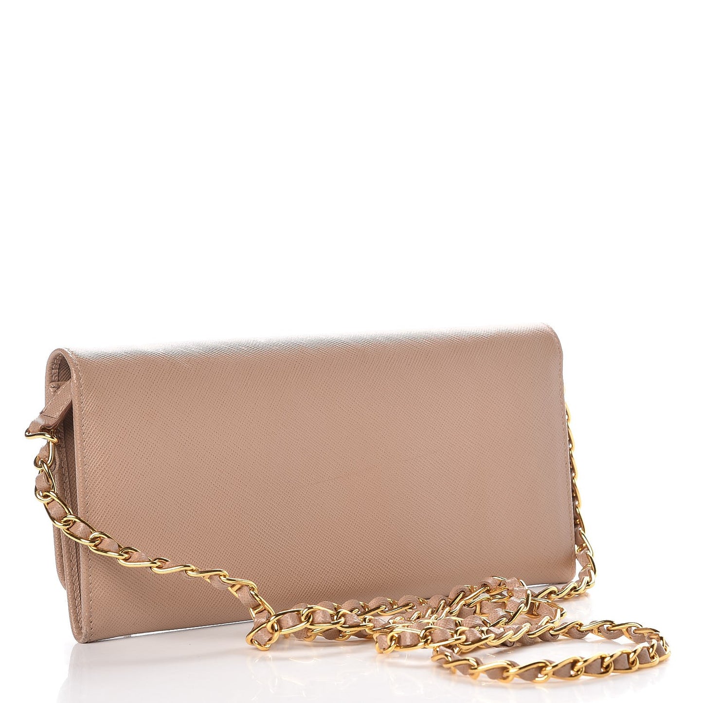 Saffiano Metal Oro Chain Wallet Cammeo
