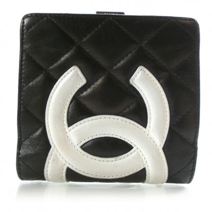 Chanel Calfskin Quilted Cambon Bi-Fold Wallet Black White 1 of 11