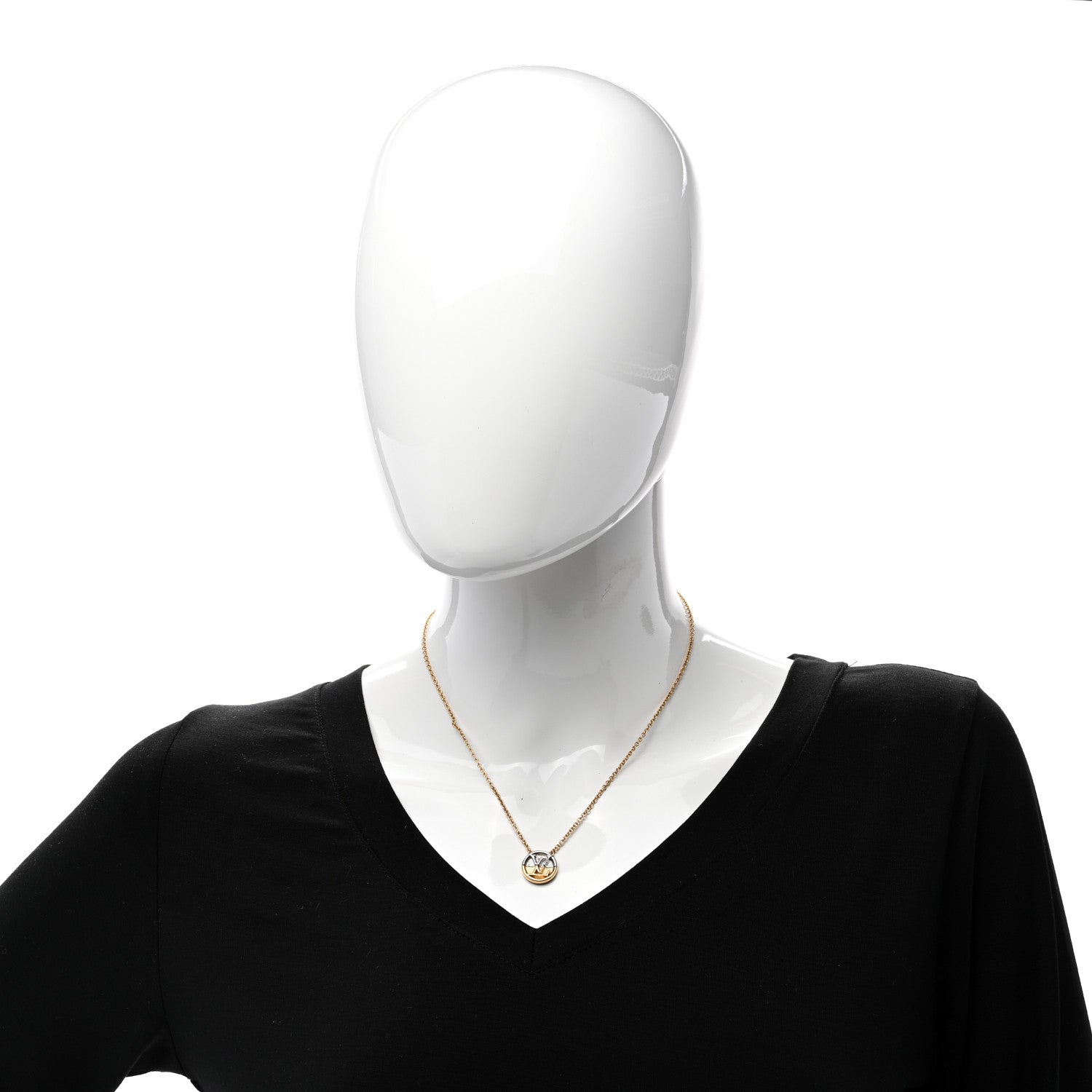 Louis Vuitton Metal L to V Necklace Gold Silver 2 of 4