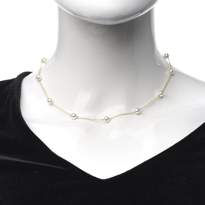 Mikimoto 18K Yellow Gold Akoya Pearl 5.5mm Station Necklace 2 of 5