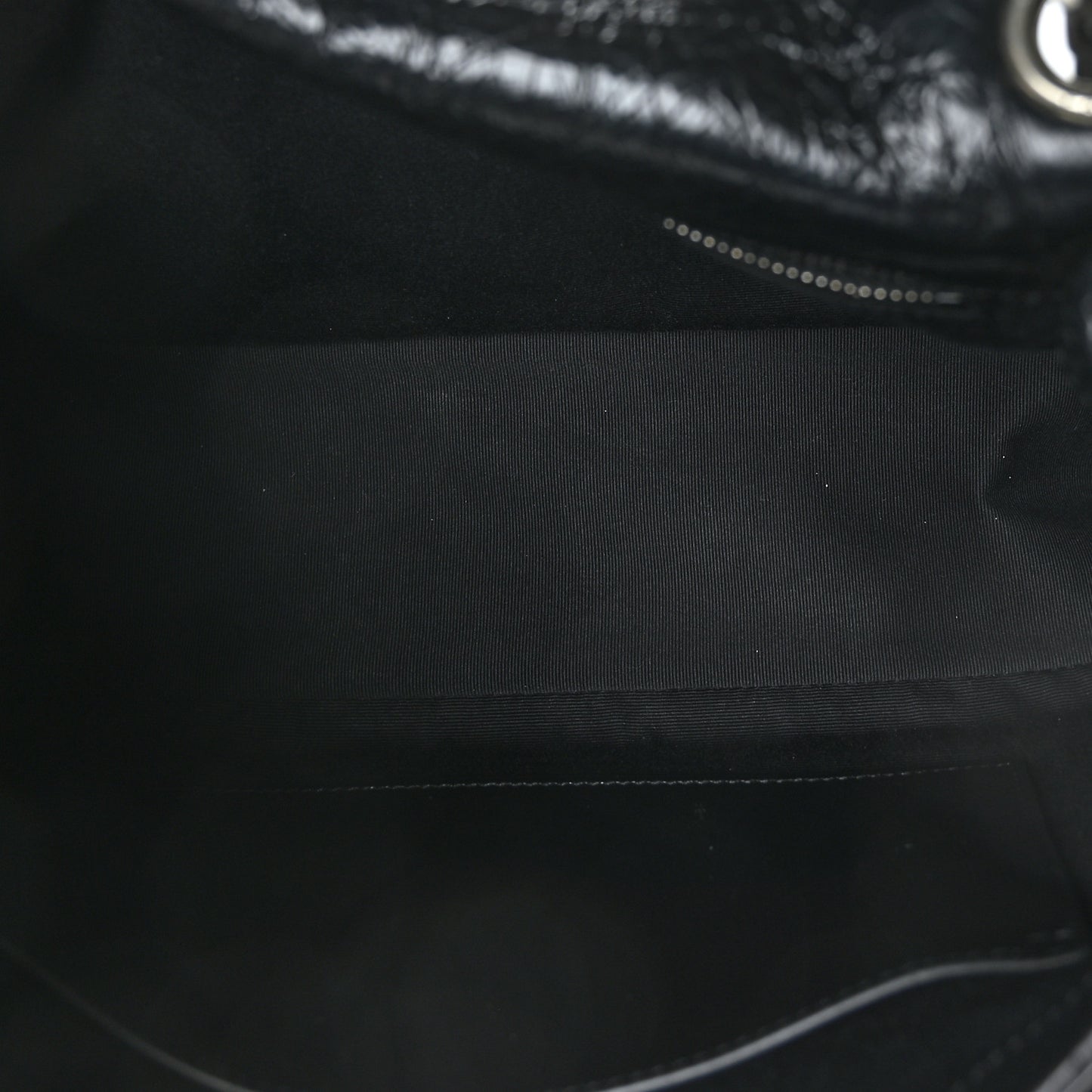 Crinkled Calfskin Matelasse Monogram Medium Niki Chain Satchel Black