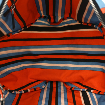 Prada Canvas Logo Embossed Striped Large Triangle Shoulder Bag Arancio 5 of 7
