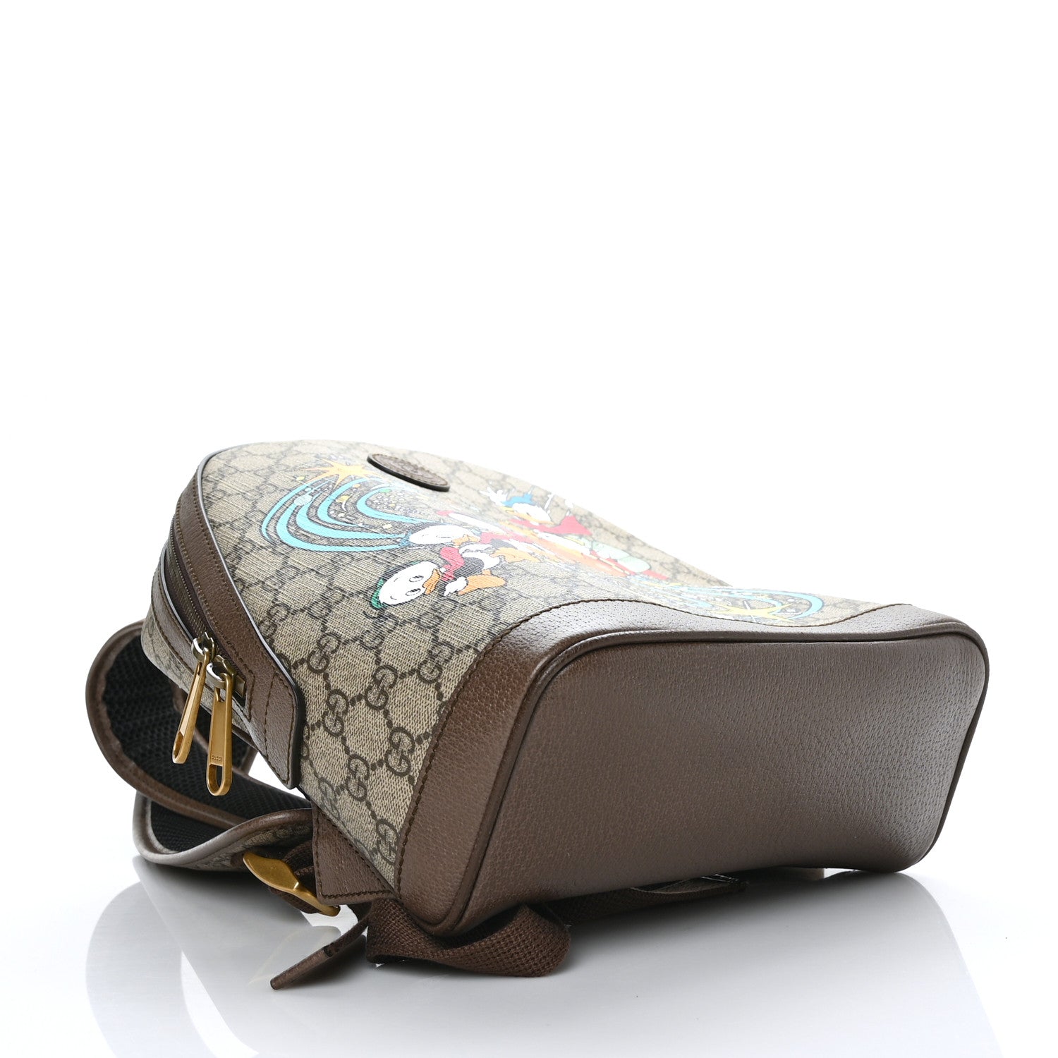 Gucci X DISNEY GG Supreme Monogram Donald Duck Small Interlocking G Dome Backpack Beige Multicolor New Acero 4 of 9