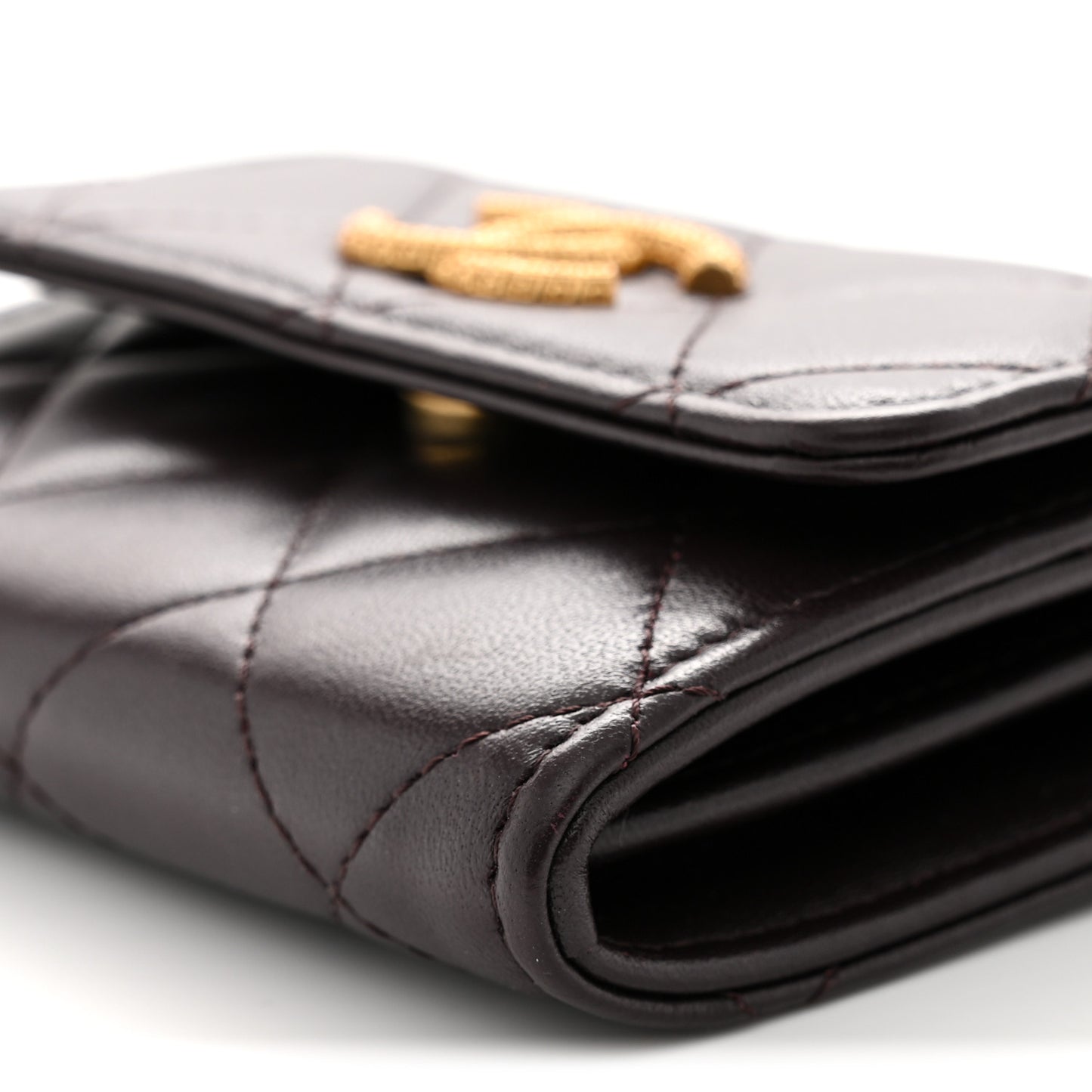 Lambskin Quilted Studded CC Clutch With Chain Dark Purple