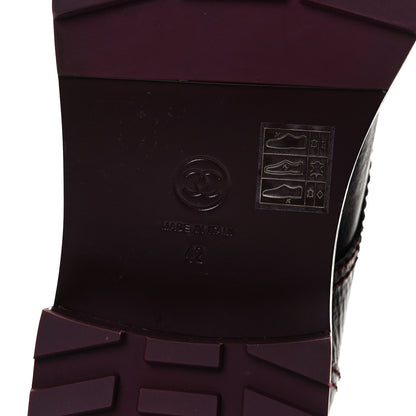 Chanel Calfskin Velvet Pearl Combat Short Boots 42 Burgundy 17 of 30