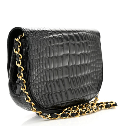 Chanel Shiny Crocodile Evening Flap Black 3 of 10