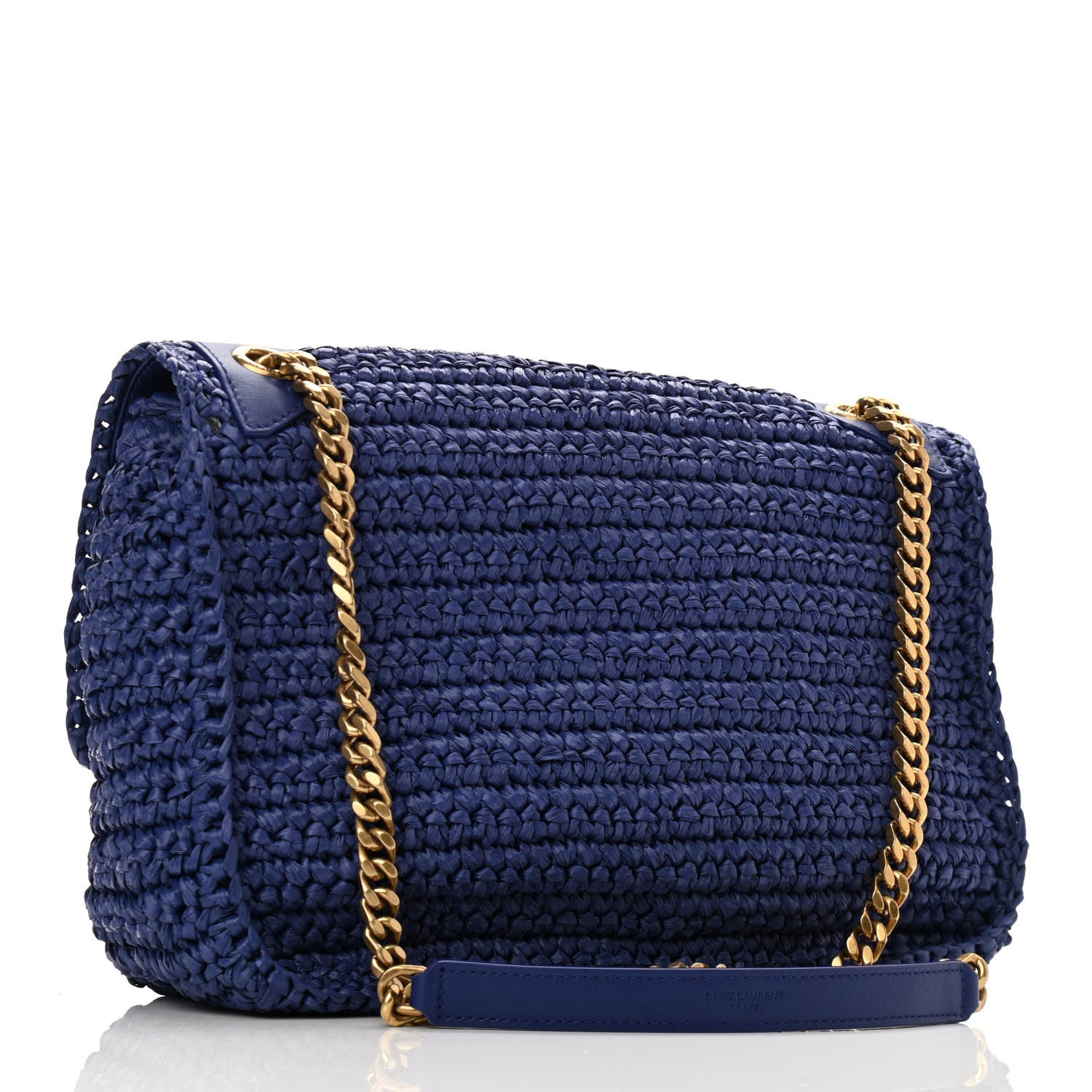 Saint Laurent Raffia Calfskin Monogram Medium Niki Chain Satchel Blue 3 of 9