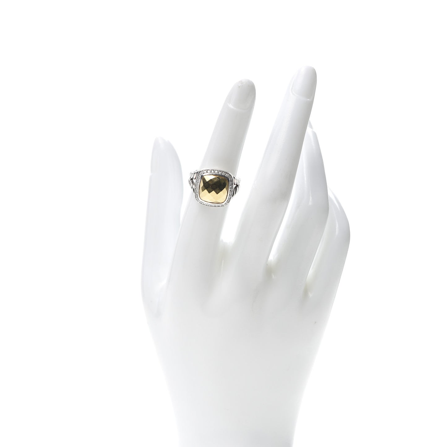 Sterling Silver 18K Yellow Gold Diamond 14mm Albion Ring 52 6