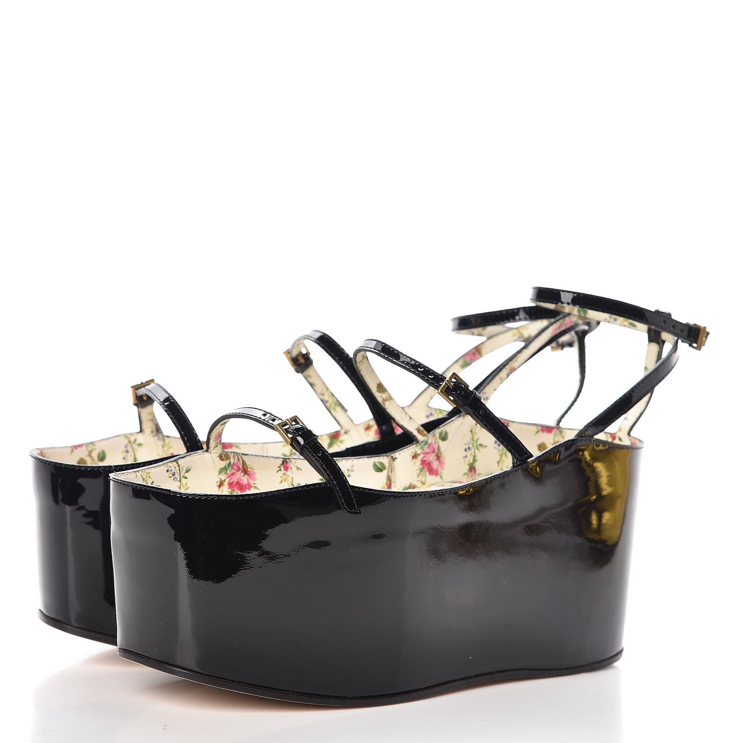 Metallic Nappa Patent Hannelore Detachable Platform Sandals 37 Gold