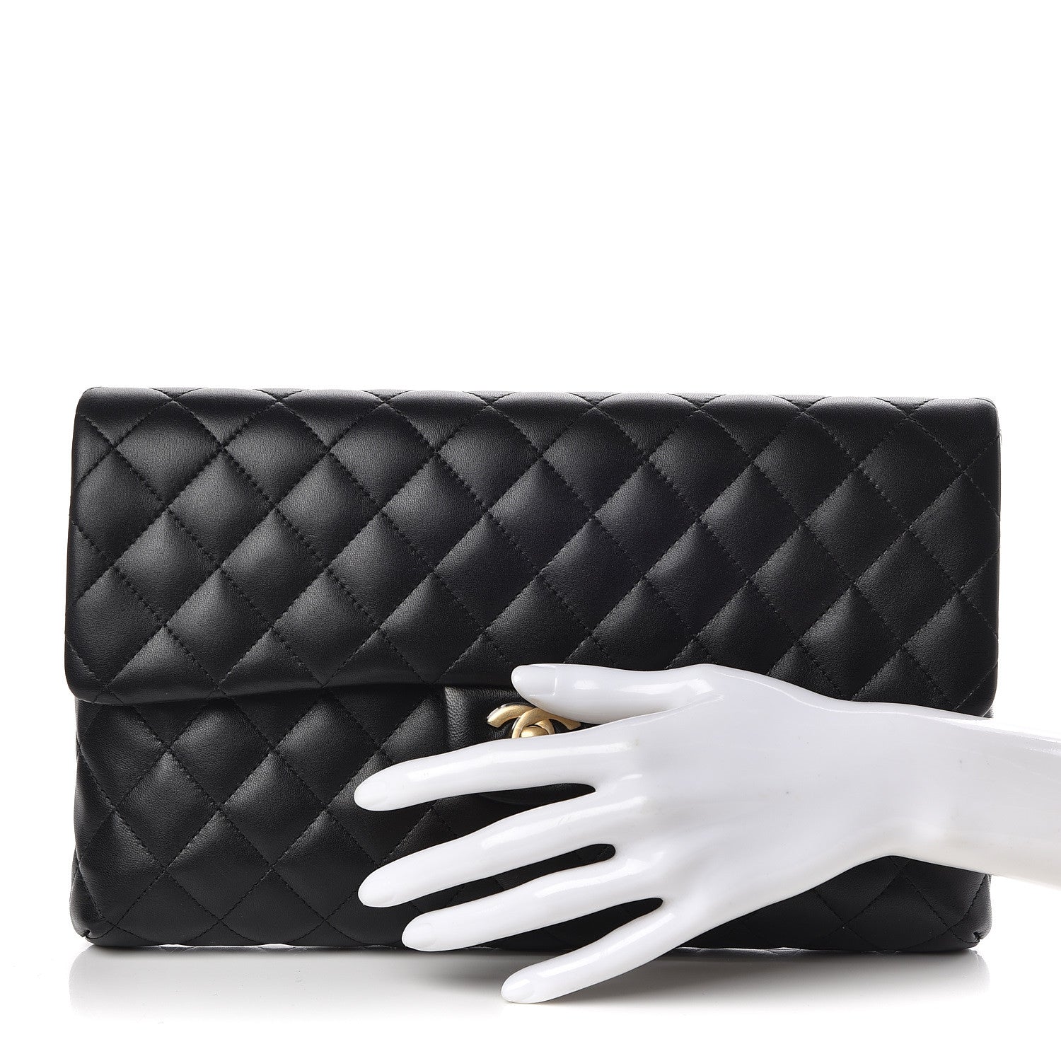 Chanel Lambskin Quilted Flap Clutch Black 2 of 9
