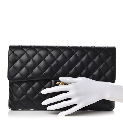 Chanel Lambskin Quilted Flap Clutch Black 2 of 9