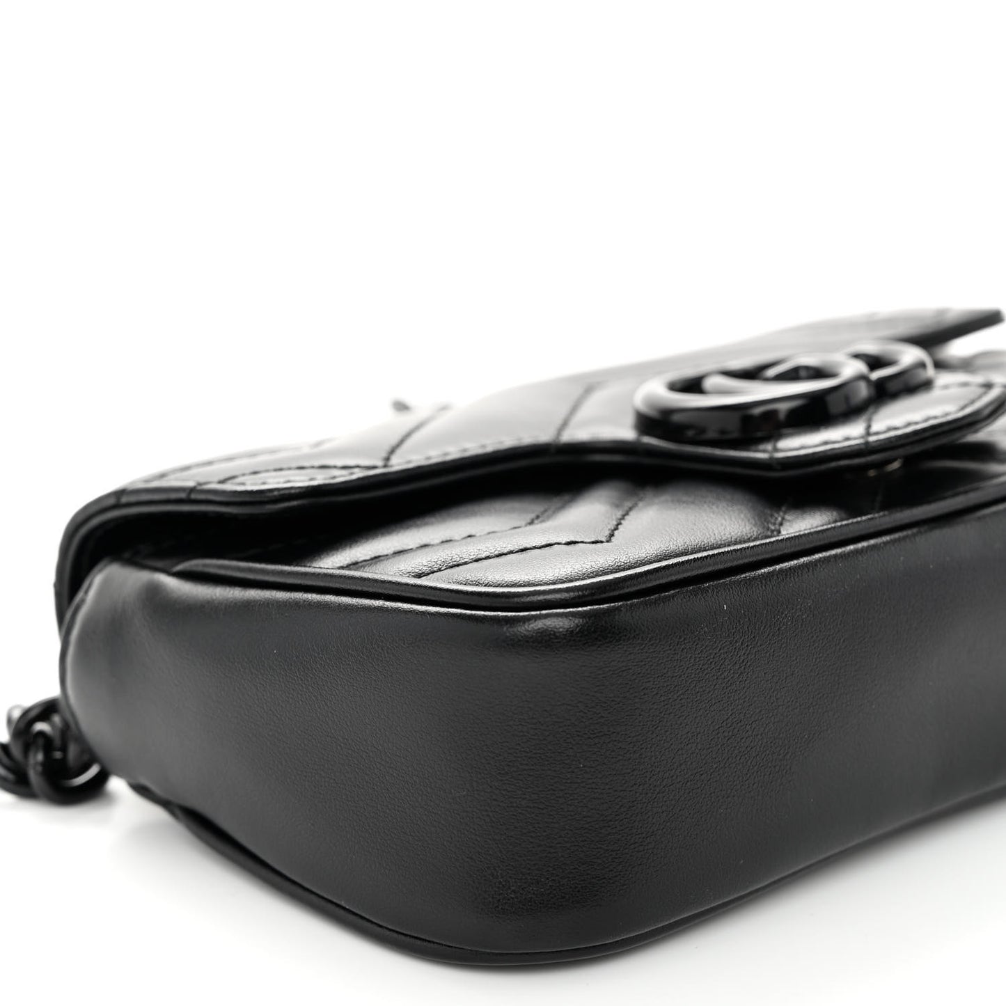 Calfskin Matelasse Monochrome GG Marmont Chain Belt Bag Black