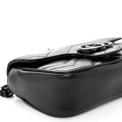 Gucci Calfskin Matelasse Monochrome GG Marmont Chain Belt Bag Black 8 of 9