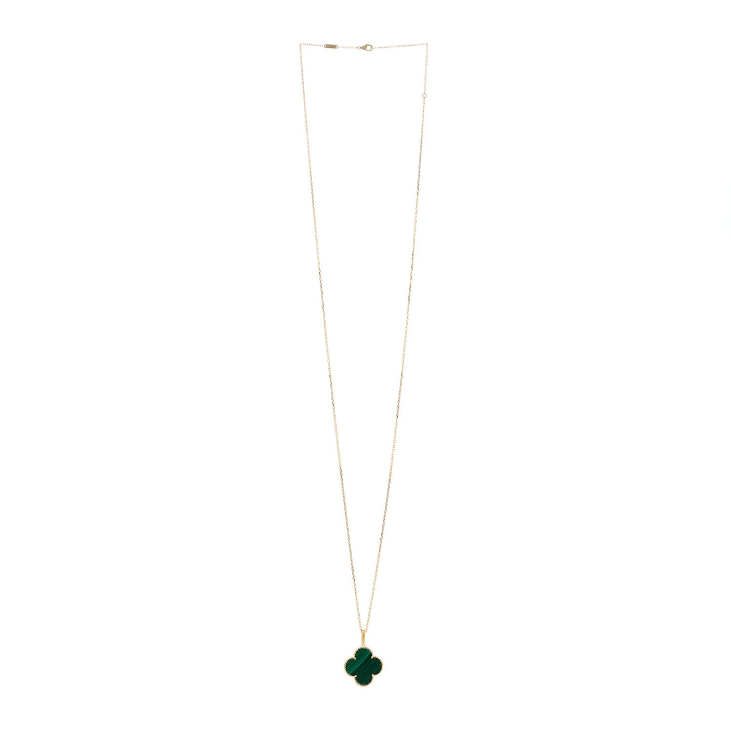 18K Yellow Gold Malachite Magic Alhambra Pendant Necklace