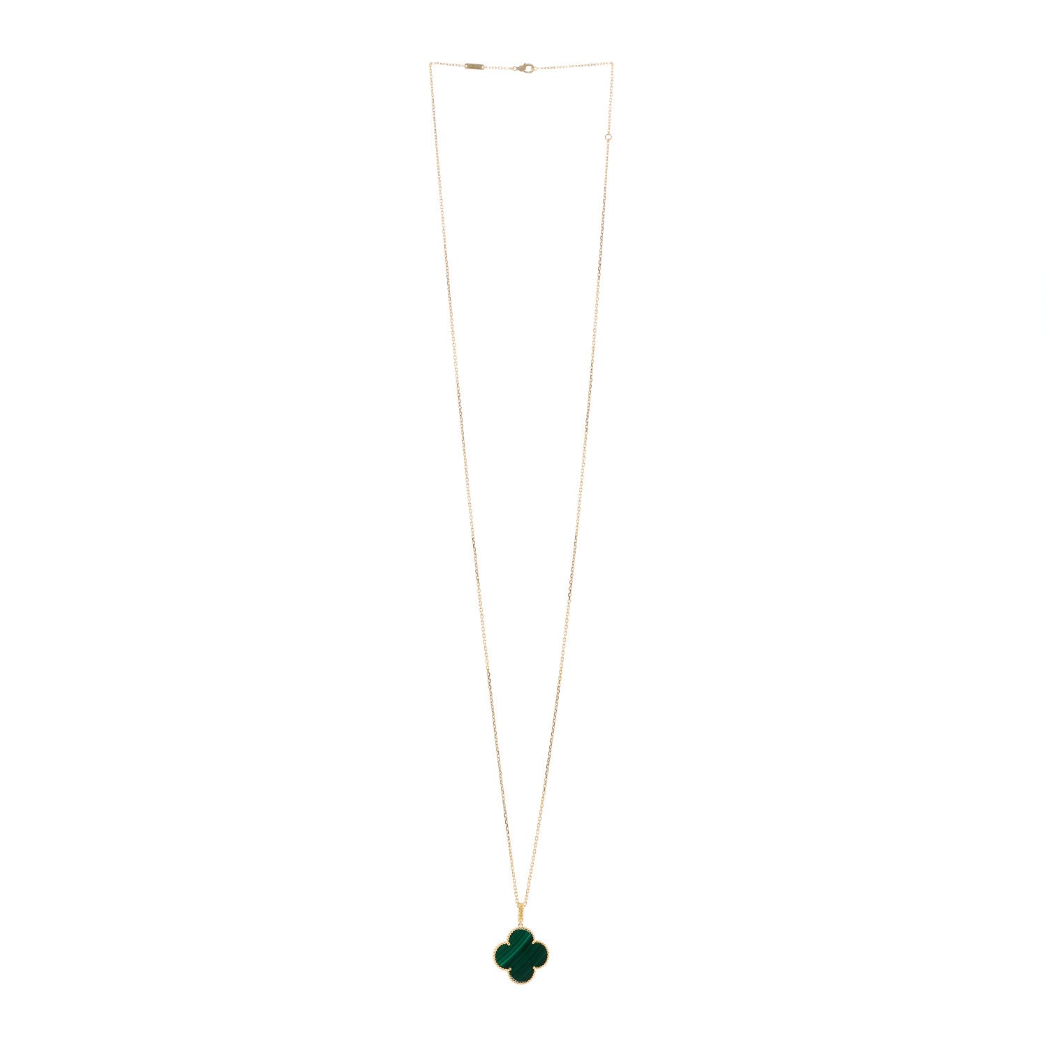 Van Cleef & Arpels 18K Yellow Gold Malachite Magic Alhambra Pendant Necklace 3 of 6