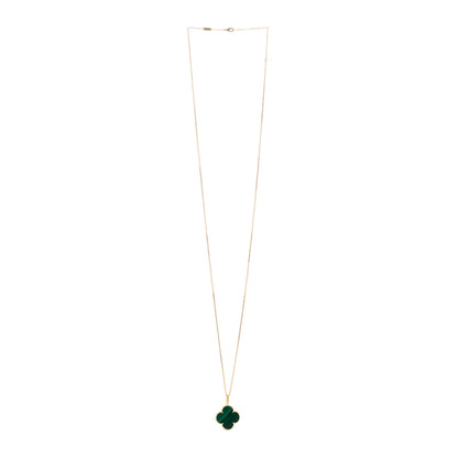 Van Cleef & Arpels 18K Yellow Gold Malachite Magic Alhambra Pendant Necklace 3 of 6