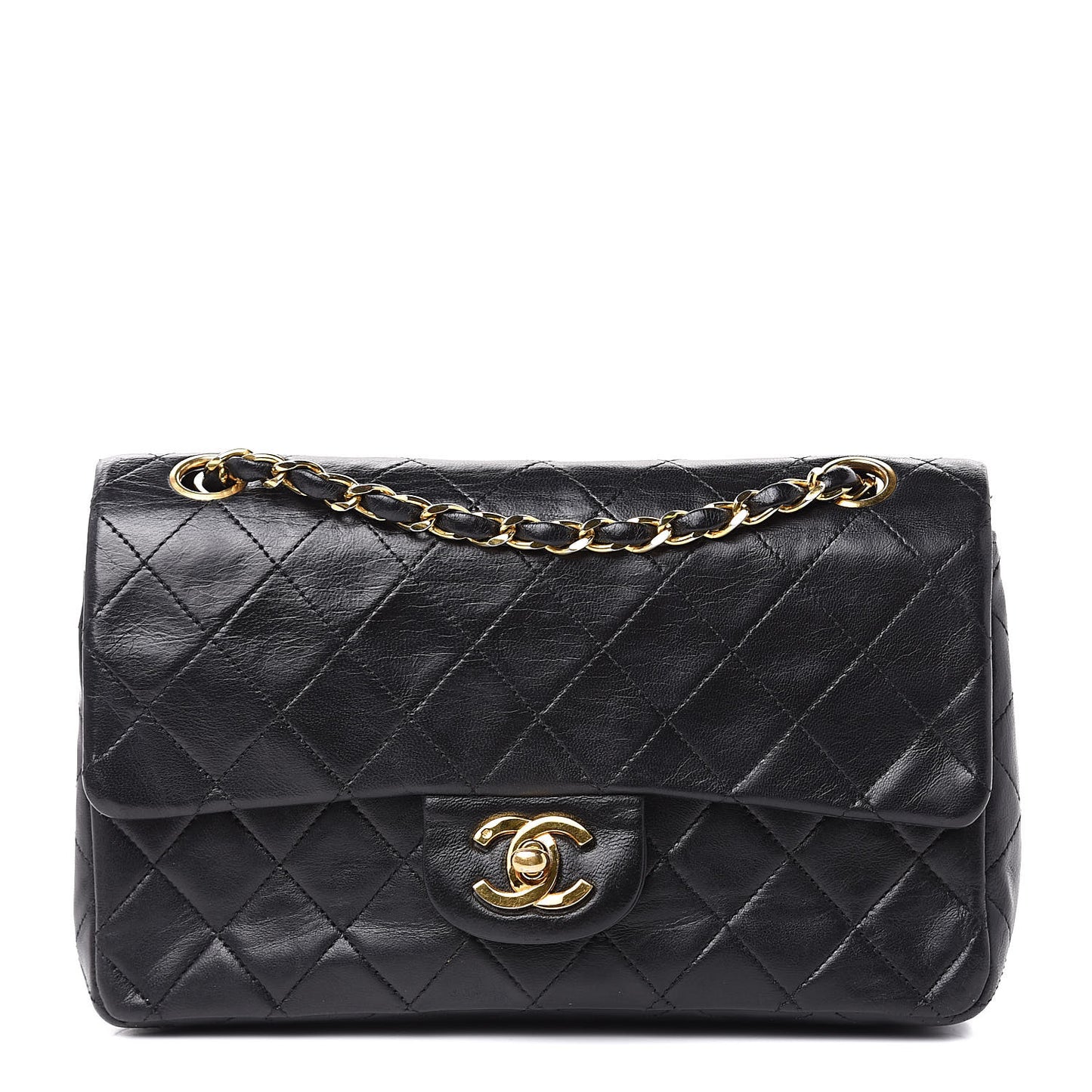 Lambskin Quilted Small Double Flap Black