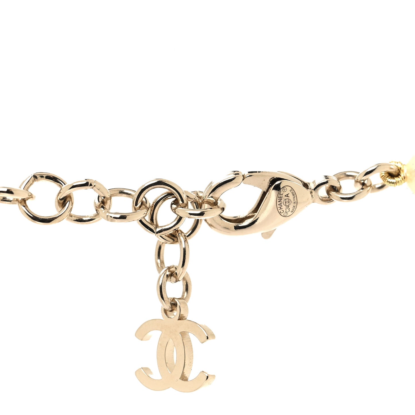 Pearl Crystal CC Short Necklace Gold White