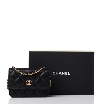 Chanel Lambskin Quilted Pearl Crush Clutch With Chain Black 13 of 13