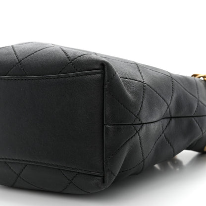 Chanel Lambskin Resin Quilted Small Pearl Samba Bucket Bag Black 10 of 10
