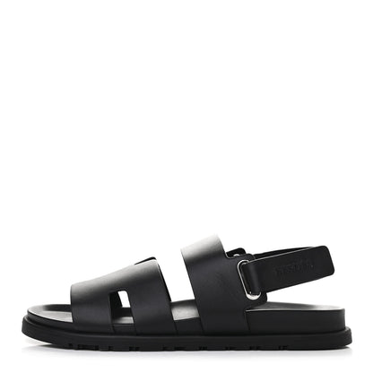 Hermes Calfskin Mens Takara Sandals 42 Black 1 of 8