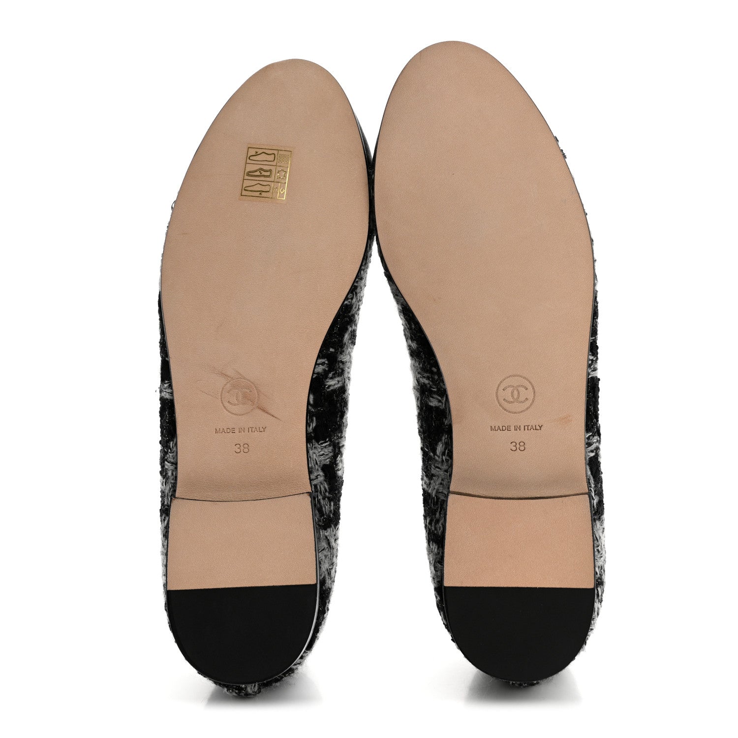 Chanel Wool Cotton Tweed Grosgrain Cap Toe Ballerina Flats 38 Black Gray 6 of 10