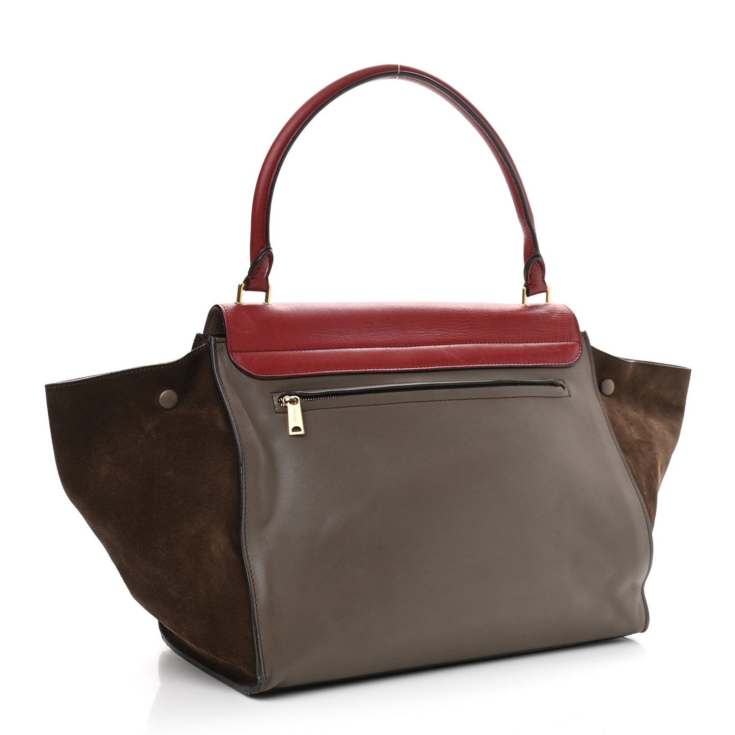 Smooth Calfskin Suede Large Tri-Color Trapeze Taupe