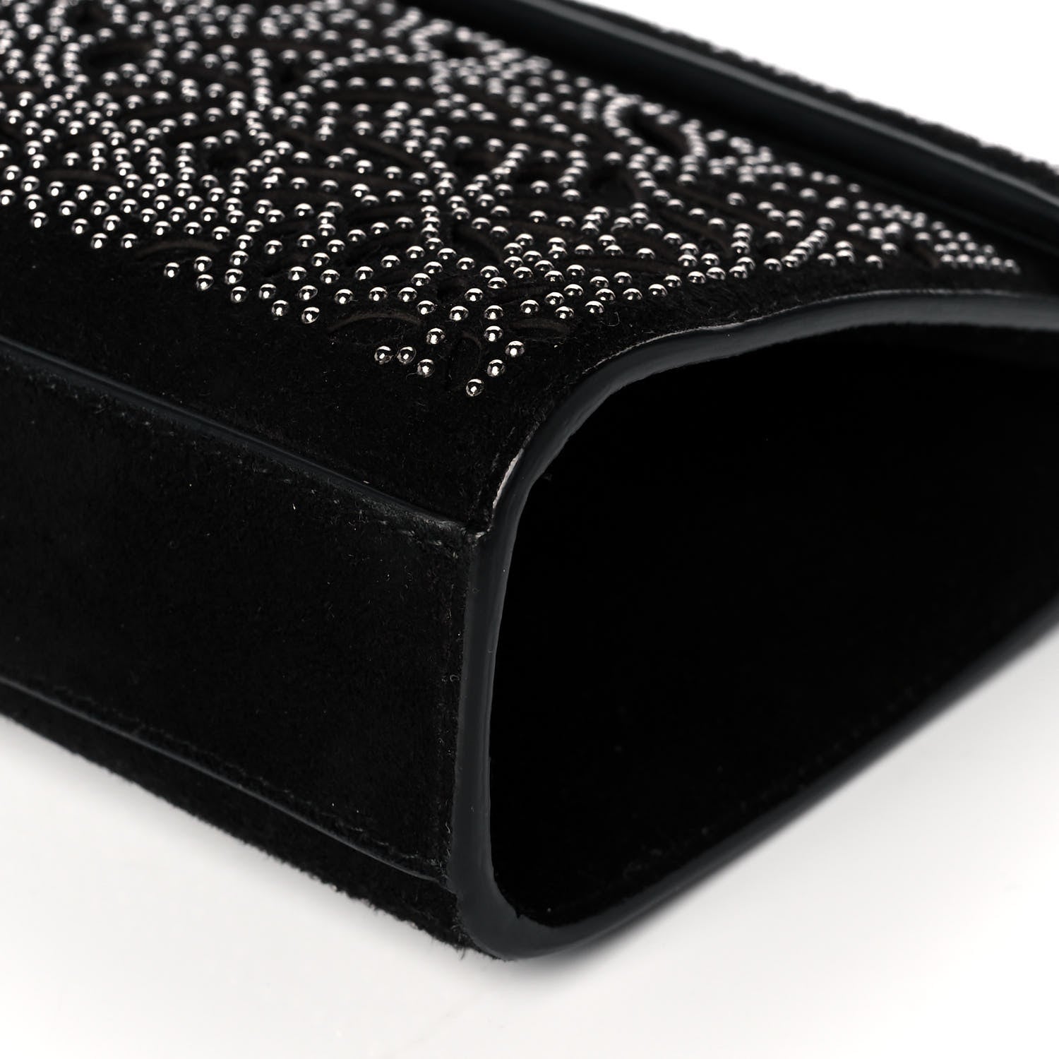 Alaia Suede Studded Foldover Clutch Black 10 of 10