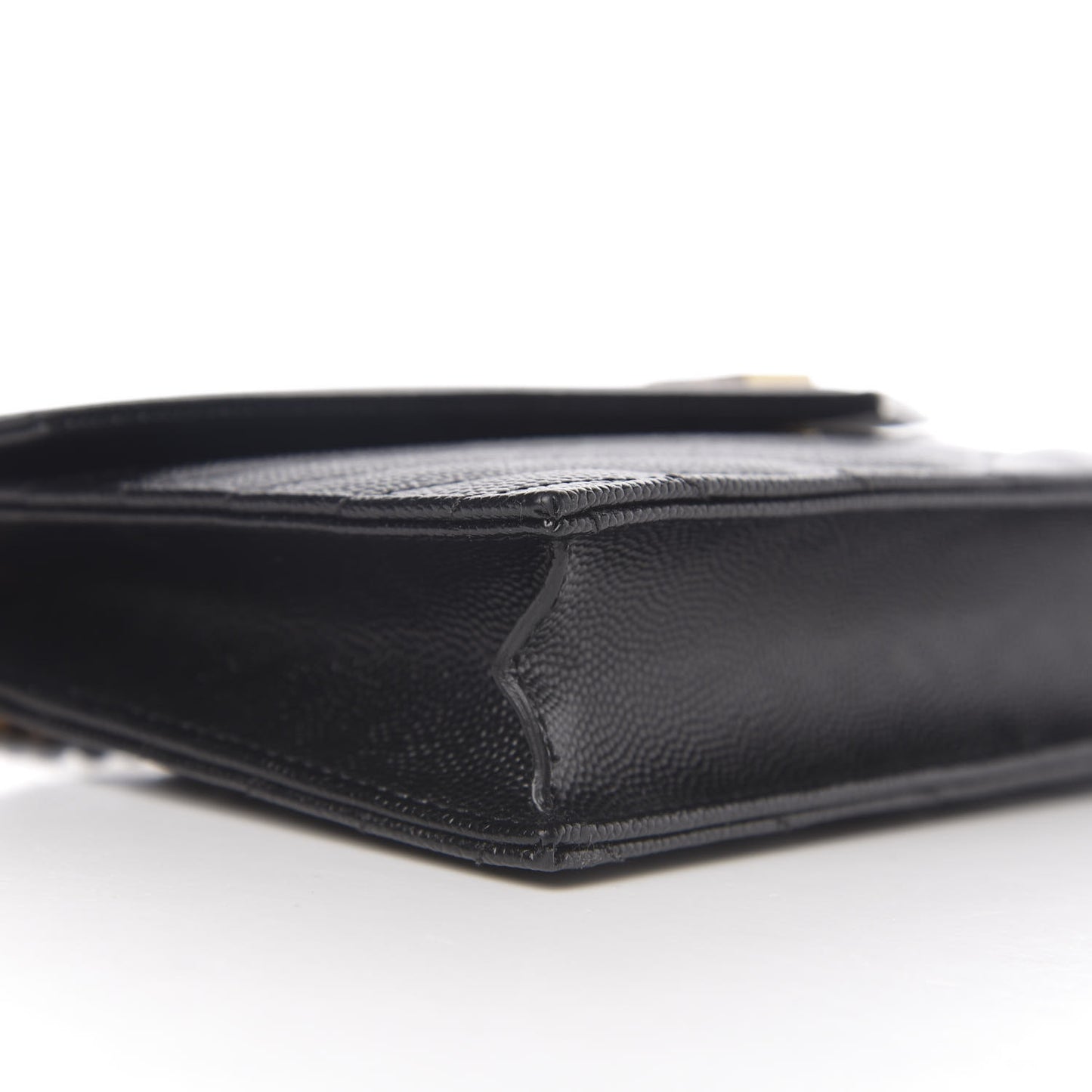 Grain De Poudre Matelasse Chevron Monogram Envelope Chain Wallet Black