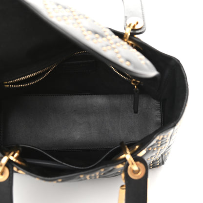 Christian Dior Calfskin Cannage Studded Medium Supple Lady Dior Black 5 of 9
