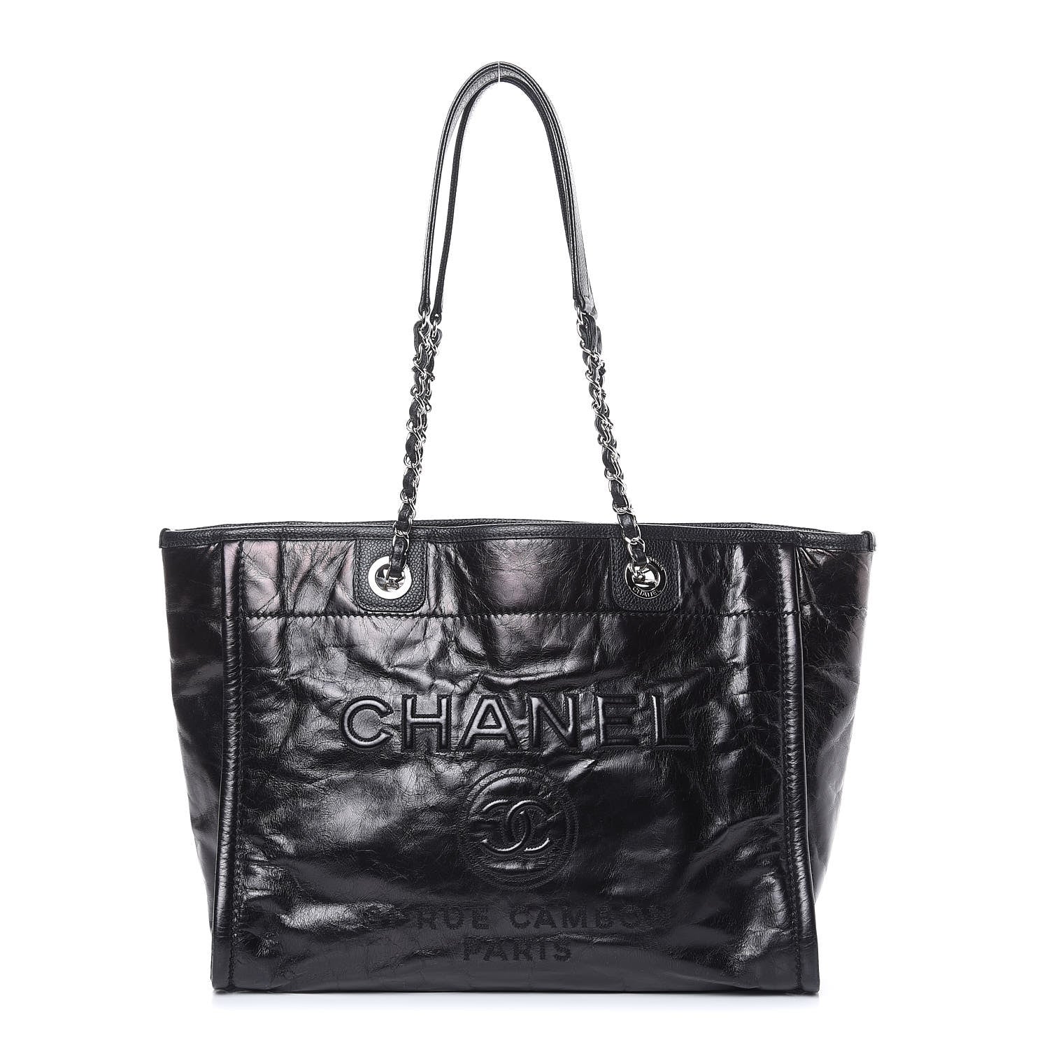 Chanel Glazed Calfskin Small Deauville Tote Black 1 of 14