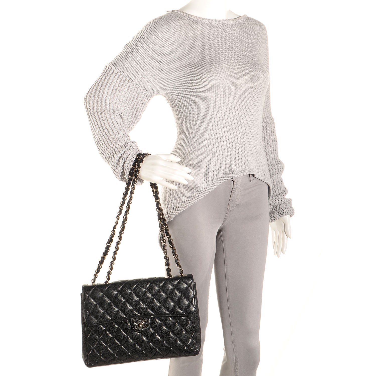 Chanel Caviar Jumbo Single Flap Black 2 of 11
