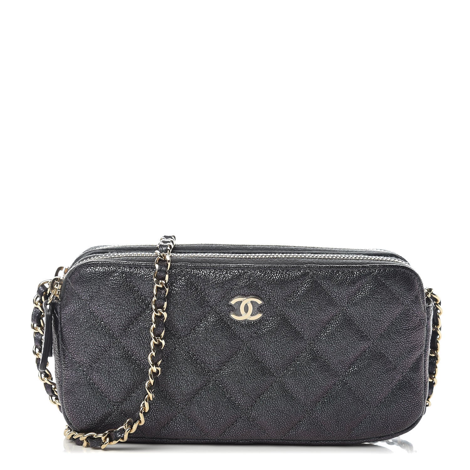 Chanel Iridescent Caviar Quilted Clutch With Chain Black 1 of 13