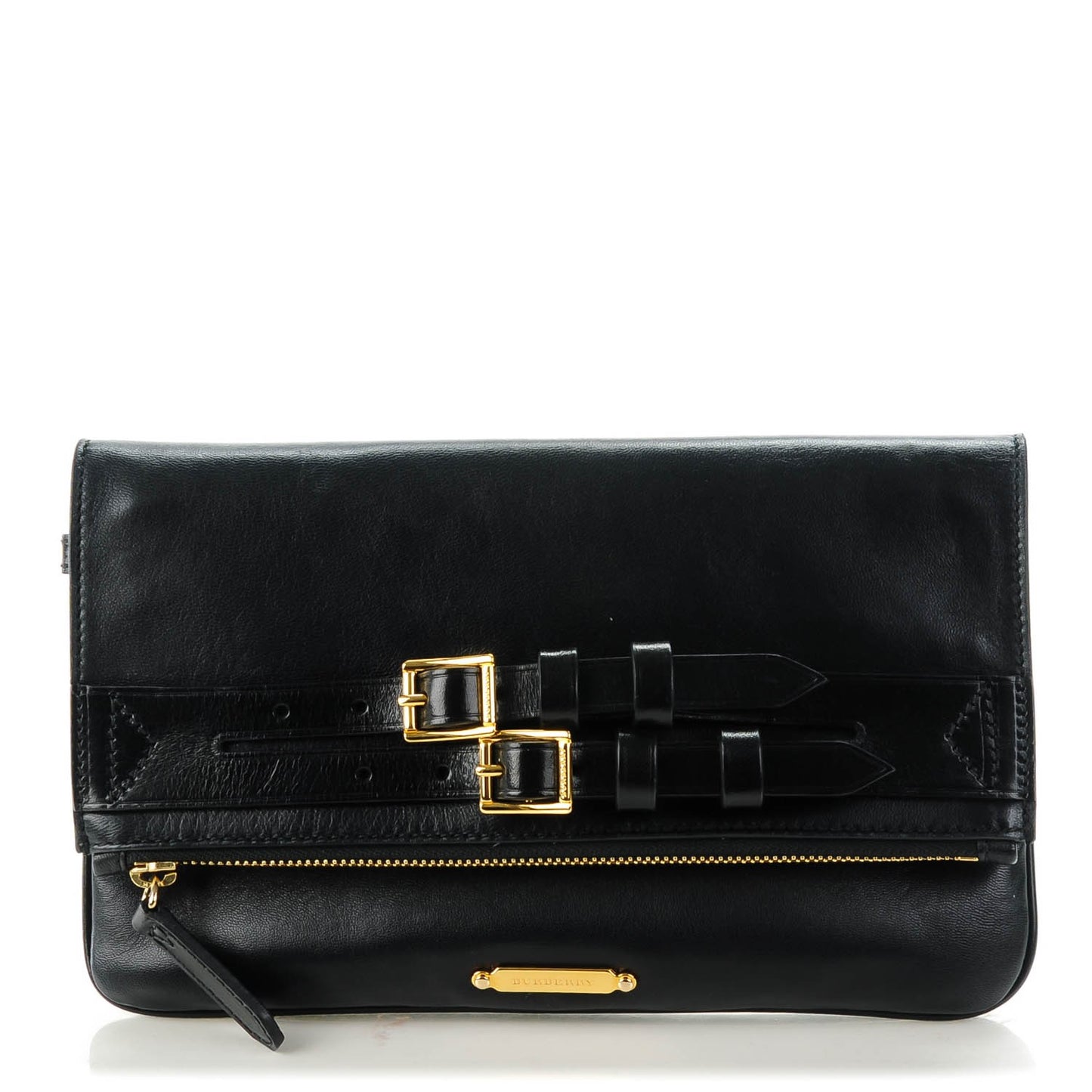 Lambskin Adeline Foldover Wristlet Clutch Black