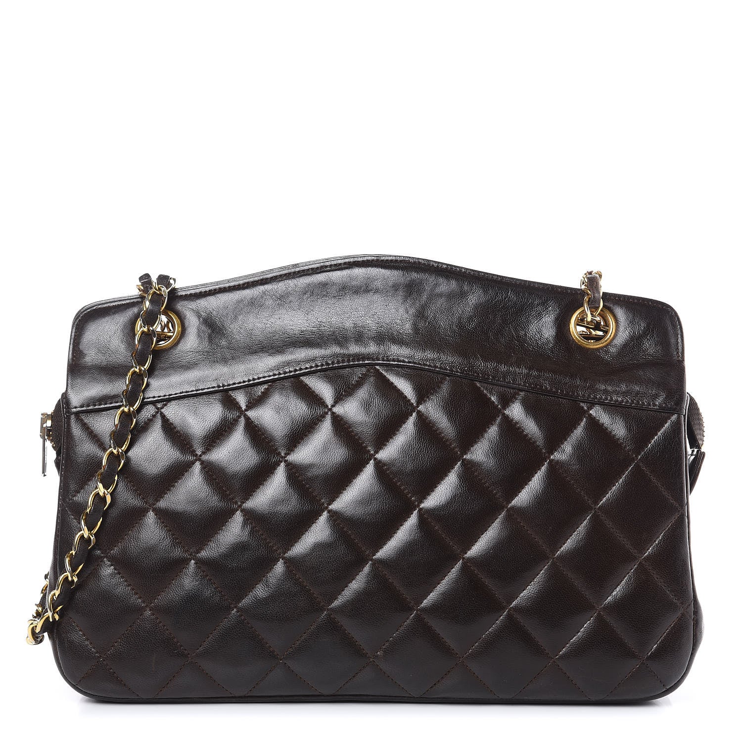 Chanel Lambskin Quilted Shoulder Bag Dark Brown 1 of 17