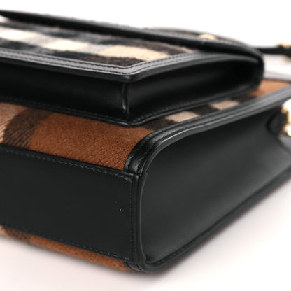 Burberry Smooth Calfskin Cashmere Check Mini Pocket Bag Brown 8 of 9
