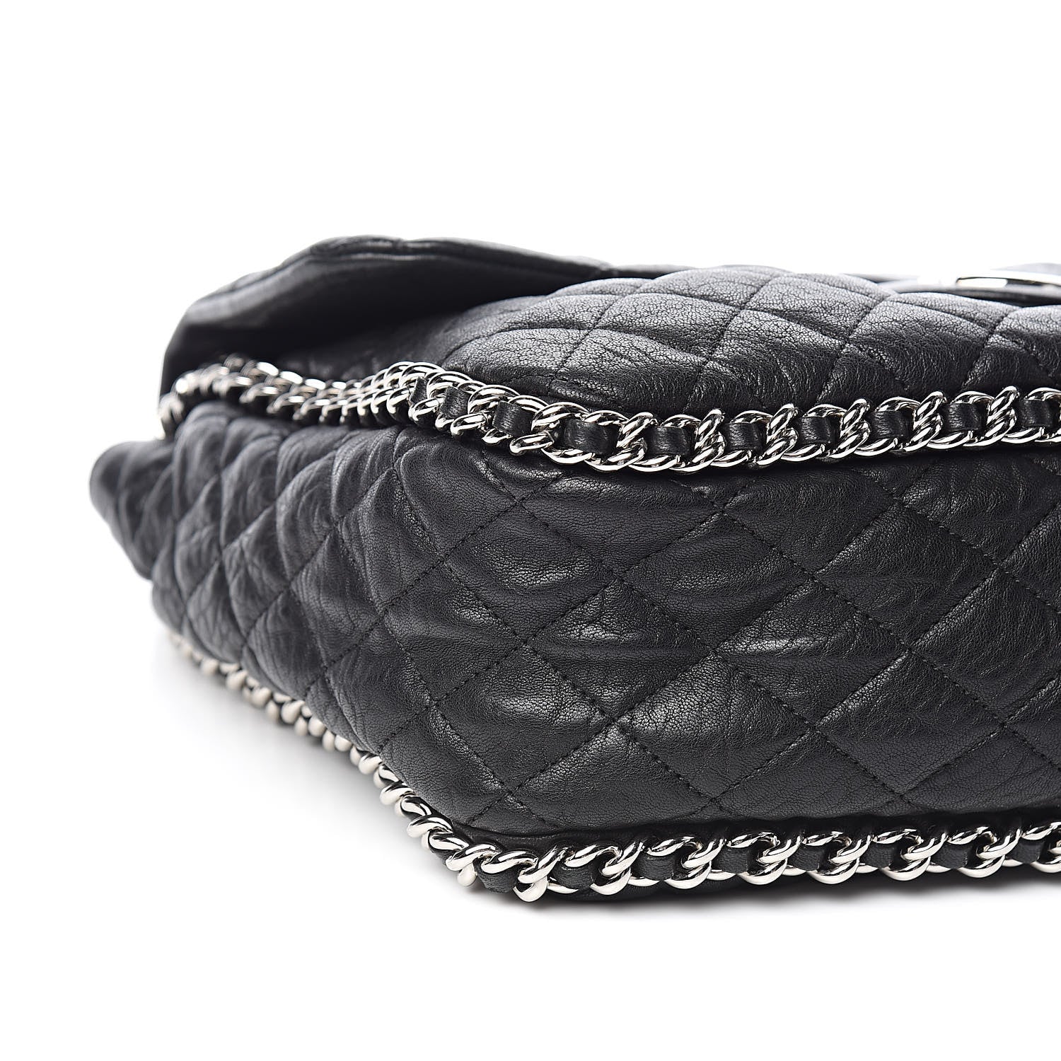 Chanel Washed Lambskin Quilted Maxi Chain Around Flap Black 8 of 10