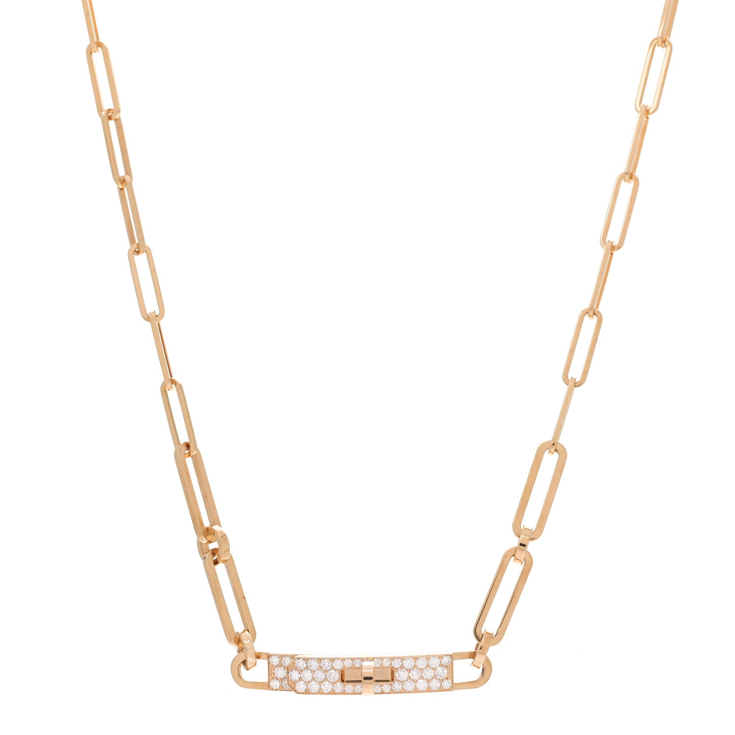 18K Yellow Gold Diamond Pave Kelly Chaine Choker Necklace