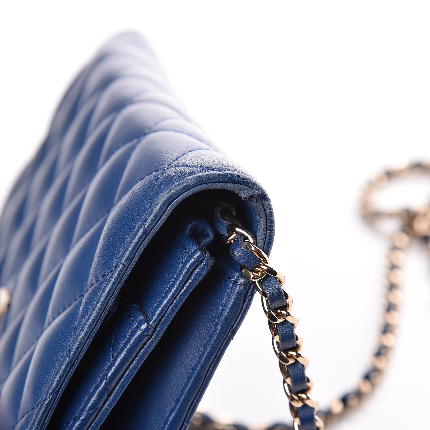 Chanel Lambskin Quilted Wallet On Chain WOC Dark Blue 12 of 15