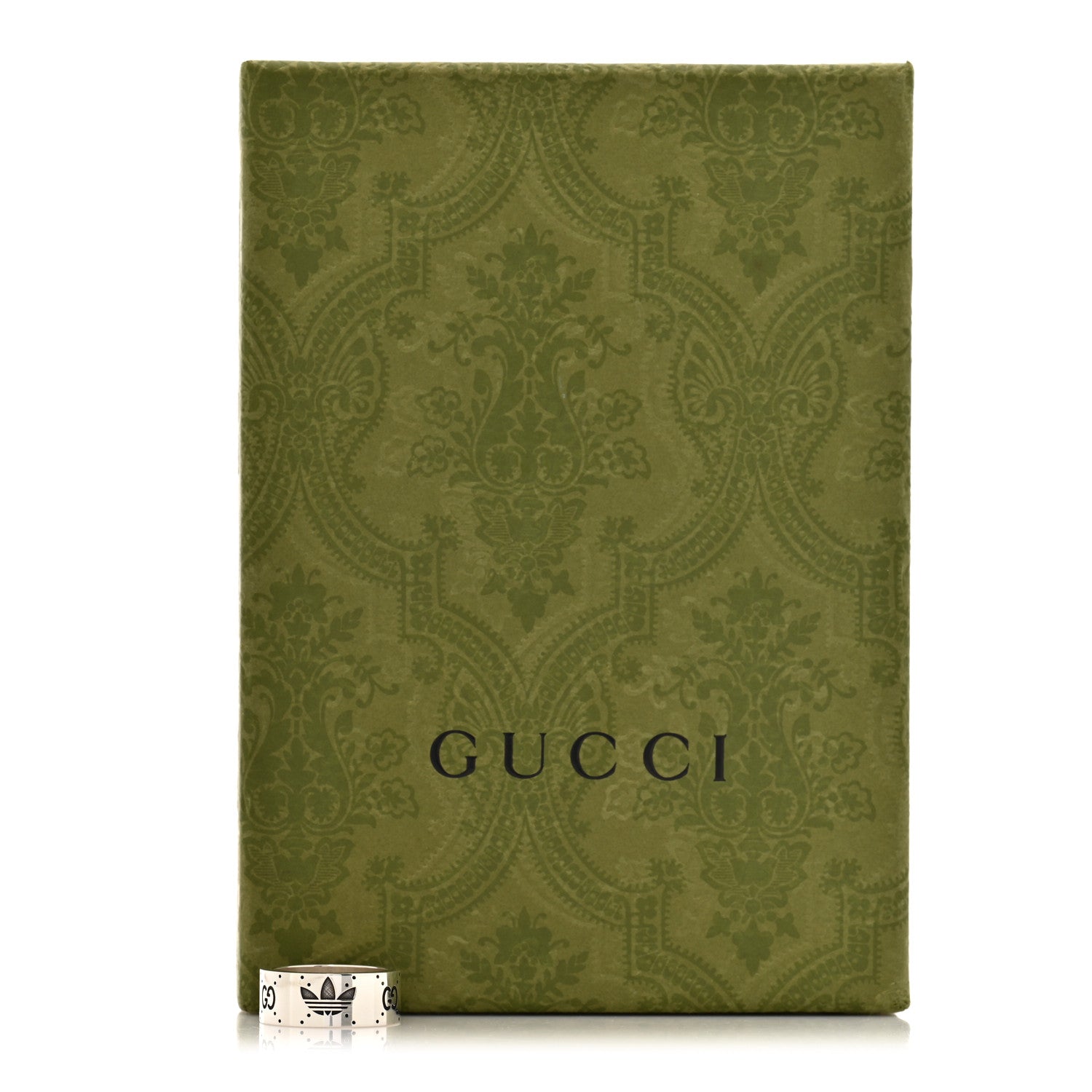 Gucci X ADIDAS Sterling Silver Trefoil GG Monogram Band Ring 53 6.5 7 of 7