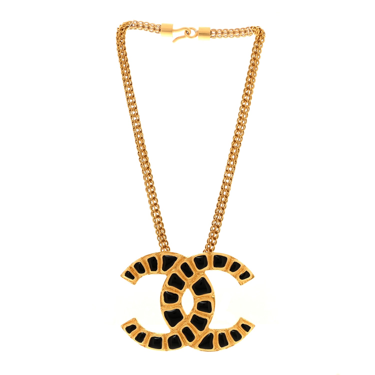 Chanel Resin Along The Nile CC Pendant Necklace Gold Black 3 of 4