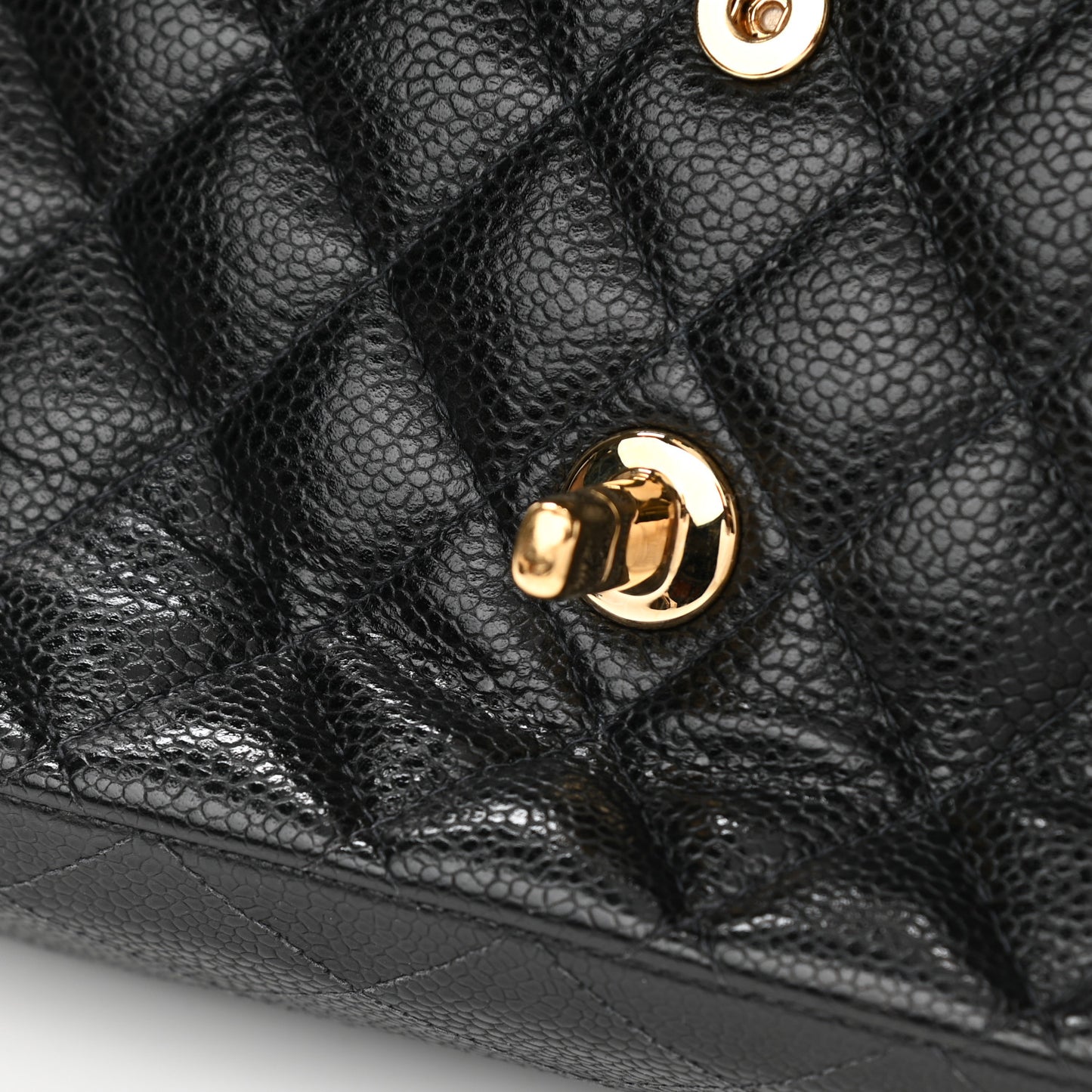 Caviar Quilted Medium Double Flap Black
