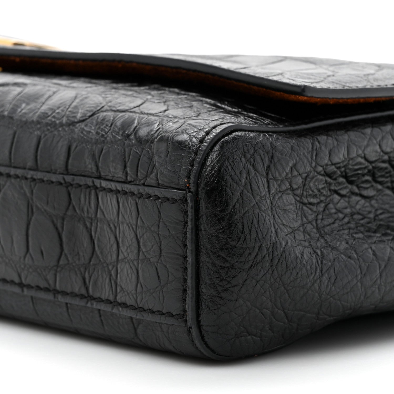 Saint Laurent Calfskin Crocodile Embossed Suede Medium Reversible Monogram Kate Satchel Military Taupe 9 of 11