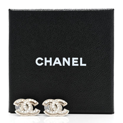 Chanel Crystal Mini Timeless CC Earrings Silver 5 of 5