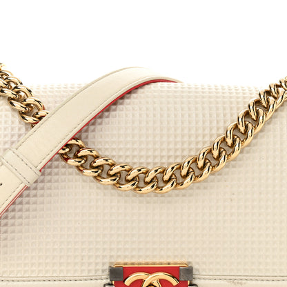 Chanel Lambskin Embossed Medium Boy Cube Flap White 8 of 14