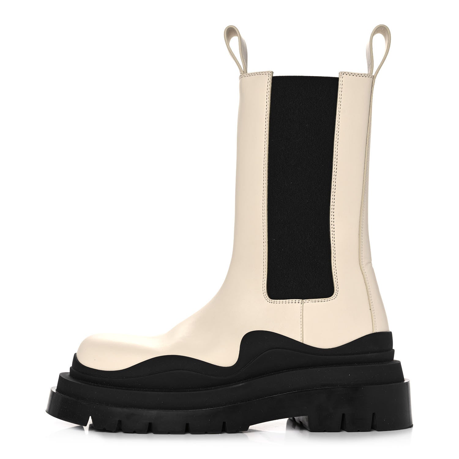 Bottega Veneta Calfskin The Tire Chelsea Boots 37 Sea Salt Black 1 of 10