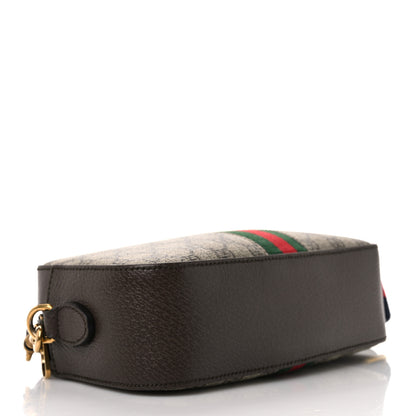 Gucci GG Supreme Monogram Textured Dollar Calfskin Web Ophidia Wristlet Shoulder Bag Beige Ebony New Acero 4 of 11